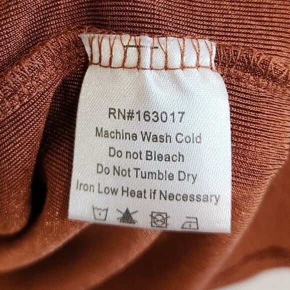 Princess Polly Long Sleeve Collared Mini Dress Side Ring Detail Brown Size US 4 - Picture 9 of 9